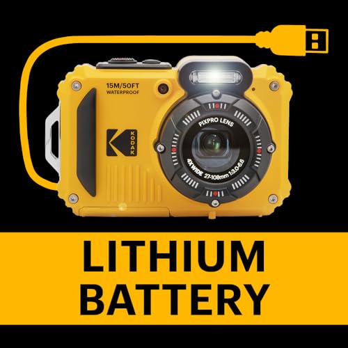 KODAK PIXPRO WPZ2 Rugged Waterproof Shockproof Dustproof WiFi Digital Camera 16MP 4X Optical Zoom 1080P Full HD Video Vlogging Camera 2.7