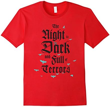 Mens The Night Is Dark And Full Of Terrors T-Shirt Black Text Medium Red