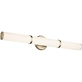 Kichler Rosh 32" LED Large Bath Bar with White Glass in Champagne Bronze, Modern Minimalist, for Vanity, Fireplace, Buffet, H