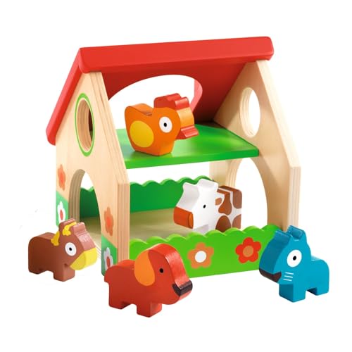 DJECO Early Learning Mini Farm - Cute Animal Toys for Toddlers - Fun & Creative Activity for Family & Friends - Adorable Wooden Farm Set for Children 18+ Months Girls & Boys