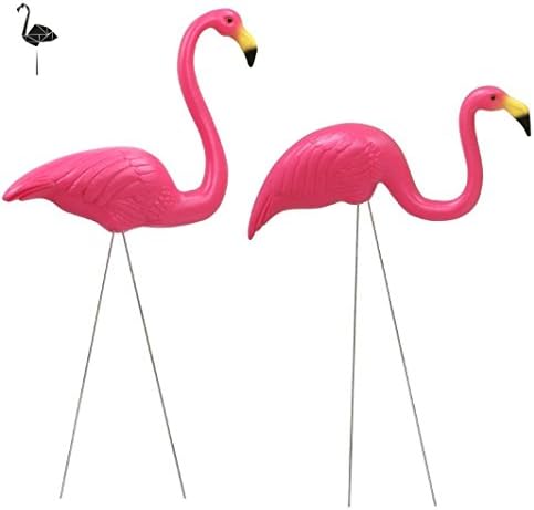 CostRoyce Pack of 4, 20-25" Large Hawaii Plastic Bright Pink 3D Flamingos Decoration Set Lawn/Yard/House/Bench/Birthday Ornaments