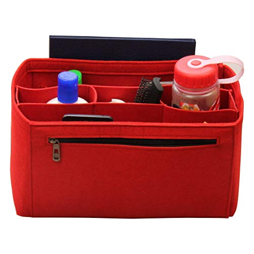 [Fits Neverfull MM/Speedy 30, Red] Felt Organizer (with Detachable Middle Compartments), Bag in Bag, Wool Purse Insert, Customized Tote Organize, Cosmetic Makeup Diaper Handbag - Thumbnail 5