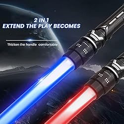 HOTBEST 2 Pack Light Saber, 2-in-1 Retractable 7