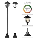 Westinghouse 2 Pack 100 Lumens Intelligent Solar Post Light Two Modes Solar Powered Vintage Street Lamp, Stainless Steel Filament LED Bulb Landscape Light for Garden,Yard, Lawn, Pathway, Driveway, Pa