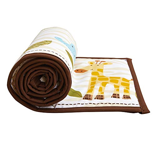 Wowelife Jungle Baby Bumper Pads Lion Elephant and Giraffe Crib Bumper Pads Safe for Baby(Brown Zoo)