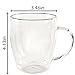 Set Of 2 Mugs, Strong Double Walled Insulated drinking glasses with handle, 10 oz Glass Coffee Cups Dishwasher. Microwave, freezer with NO RISK. Jecobi.