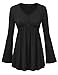 MBJ WT1159 Womens V Neck Long Sleeve Empire Waist Tunic Top L BLACK