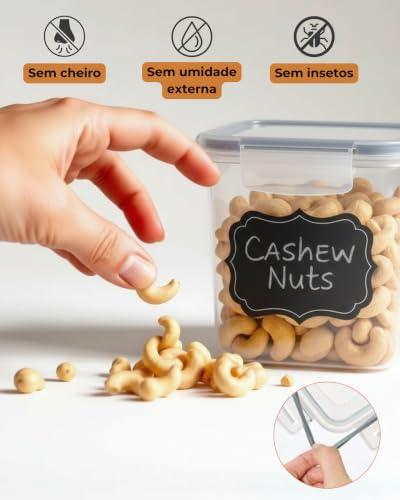 Kit com 15 Potes Herméticos para Mantimentos – Tampa Vedada, Porta Alimentos e Organizadores de Cozinha