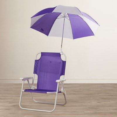 Zoomie Kids Sturdy And Durable Medium Sized Alexus Beach Chair With Attached Adjustable Multi Colored Umbrella, 150lbs Capacity