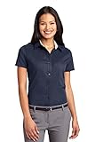 Port Authority L508 Ladies Short Sleeve Easy Care Shirt - Navy/Light Stone - Large