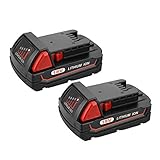ANTRobut Replacement Li-ion 2500mAh Milwaukee 18V Battery for Milwaukee 48-11-1820 XC Battery 48-11-1811 48-11-1815 Milwaukee 18 Volt Battery(2 Packs)