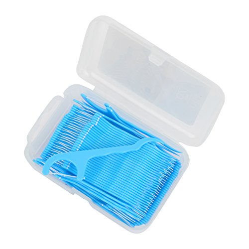 DentAdvance Premium Angled Mint Dental Floss Picks, Waxed, Blue, 70 count, Includes Carrying Case