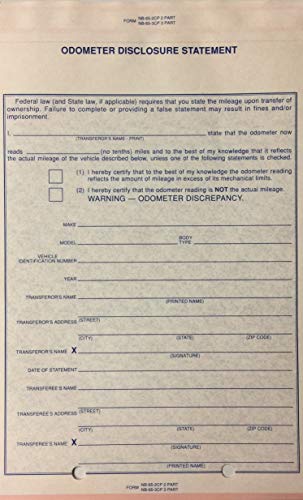 Odometer Disclosure Statement 2 Part 65-2CP 100 Qty. (B50) - Thumbnail 3