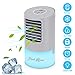Portable Air Conditioner Fan,Personal Desktop Fan Mini Air Cooler Table Evaporative Ac Cooling Fan Noiseless Purifier Fresh Humidifier with Handle and 7 Colors Led Lights For Bedroom, Home, Car,Office