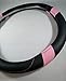 Jdragon Black & Pink PU Leather Best Grip Slip-On Steering Wheel Cover 14.25-15