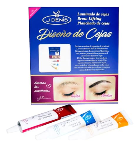 Kit de Planchado y Diseño de Cejas J Deni by Gaero Shop Uso Profesional | Luciran tus Pestañas | Fórmula Hipoalergénica Reestructurante | Incluye Geles, Papel y Aplicadores | Define, Alisa y Nutre