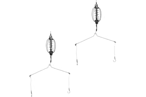 2Pcs Carp Fishing Feeder Baits Cage, Spring Fish with Holder, Inline Methods Tackle Baits Cage Hook Rigs Set Sinkers Feeder T