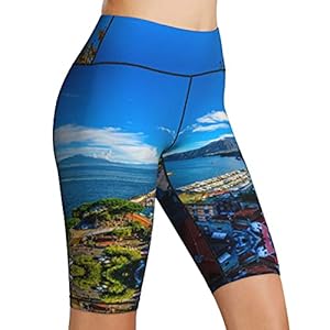 Hoge Taille Yoga Shorts Amalfi Zomer Coast Sea Cinque Terre Dames Biker Shorts Tummy Control Fitness Atletische Workout…