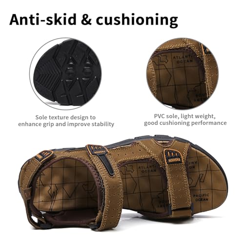 Gugifcto Men's Sandals for Trekking Hiking Sports Barefoot Leather Crabs 38-46 EU