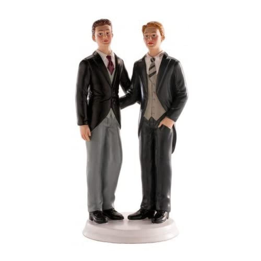 dekora 305008 - Male Bride and Groom Figure for Wedding Cake 19 cm Black/White