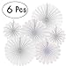 White Party Hanging Paper Fans Bridal Shower Wedding Engagement Ceiling Hangings Baby Shower Birthday Party Decorations, 6pc