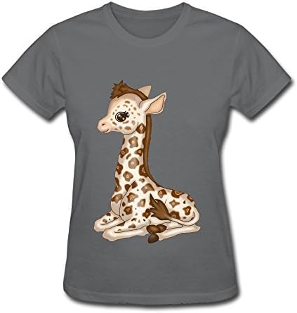 CaCaJessica Women's Cute Baby Giraffe Fashion Outdoor Asphalt Tee M Short Sleeve