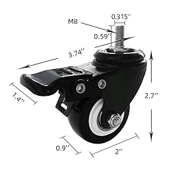 VWINDESK 2 inch M8 15mm Threaded Locking Caster
