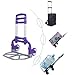 Homgrace Hand Truck and Dolly up to 150 lb Capacity, Adjustable Aluminum Folding Hand Cart with PU Rubber Wheels (Purple)