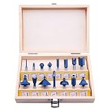 LU&MN Carbide Tipped Router Bits (15 PCS) With 1/4" Shank, Wood Milling Saw Cutter, All Purpose (Woodworking Tools for Home Improvement and DIY)