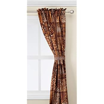 Amazon Com 4 Piece Curtain Set 2 Jungle Safari Brown Giraffe