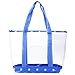 VENO 2 Packs Large Clear Bag, Transparent Vinyl PVC Tote Bag, Long Shoulder Handbag with Zipper Closure for Stadium, Event, Outdoor, Beach, Pool, Work, Sports Games, Shopping, Grocery (CYN)