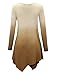 Lock and Love WT1050 Womens V Neck Long Sleeve Dip Dye Handkerchief Hem Tunic Top XL BROWN