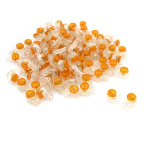 100 x Waterproof Orange Clear Button Cable UY Butt Splice Connectors by Atoimc Market