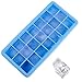 Set of 2 Silicone Ice Cube Trays with Lid Cover - Soft Bottom for One Press Easy Release - 21 Square Shaped Mold Holes - BPA & Odor Free Flexible Rubber - Completely Stackable To Save Freezer Space