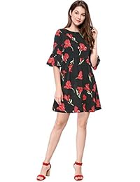 Allegra K vestido de fiesta con mangas sueltas y estampado floral para mujer