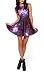 Jescakoo Purple Red Galaxy Print Sleeveless Tank Dress Skater Skirt for Girls M