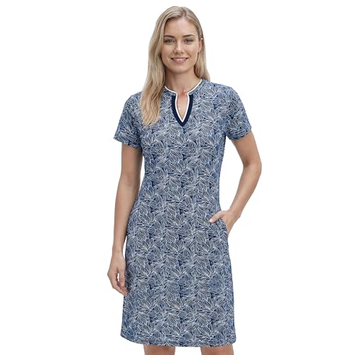 Izod Women's V-Neck Short Sleeve Athletic Dress, Medieval Blue, Large