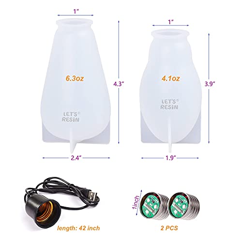 LET\'S RESIN Rechargeable Resin Light Bulb Molds, Upgrade Resin Molds Silicone, Silicone Molds for Resin Casting, LED Epoxy Resin Molds Silicone, Resin Molds Silicone Large with Vibration Sensor Switch