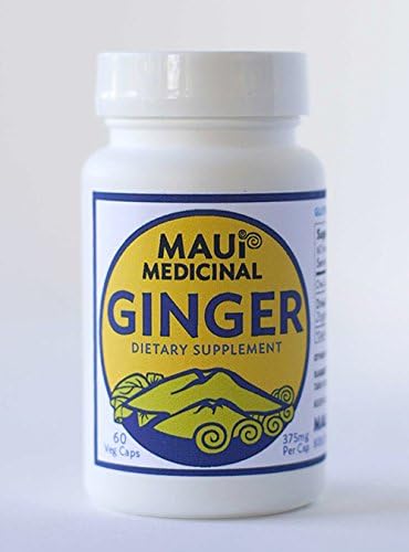 Ginger 60 Vcaps - 375 mg per Capsules Grown organically in Hawaii USA