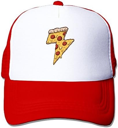 Cool Thunder Cheesy Pizza Adult Trucker Mesh Baseball Cap Hat Red