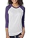 Next Level Unisex 3/4-Sleeve Raglan T-Shirt, Purple Rush/HTHR Wht, Large