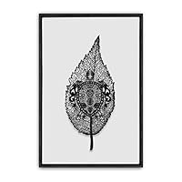 Framed Canvas Wall Art Black Leaves Canvas Prints Home Artwork Decoration for Living Room,Bedroom - 16x24 inches