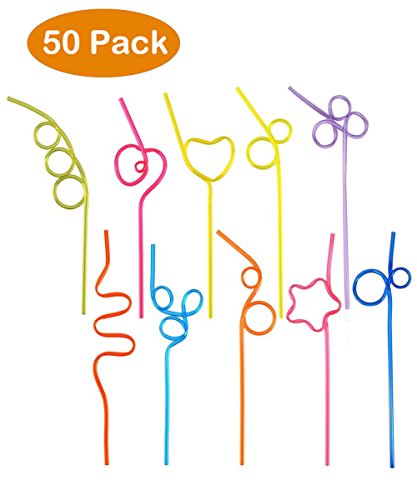 ISusser 50pcs Crazy Loop Straws, Crazy Reusable Drinking Straws In Assorted Colors, Great For Parties, Carnivals, Fun, BPA FREE