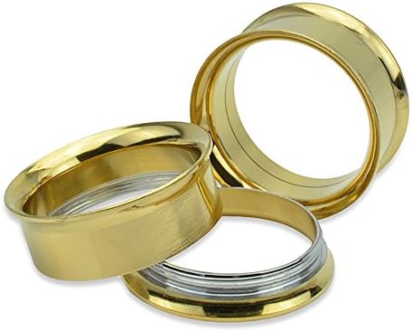 Gold Screw Stainless Steel Ear Gauges Flesh Tunnels Plugs Stretchers Expander