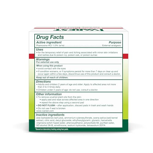 IVAREST POISON IVY OIL REMOVAL AND ITCH RELIEF PADS, 30 COUNT, POISON IVY WIPES, MAX STRENGTH, POISON PLANT AND INSECT BITE RELIEF, POISON IVY, OAK, SUMAC TREATMENT, ANTI-ITCH, MEDICATED, 30 CT.