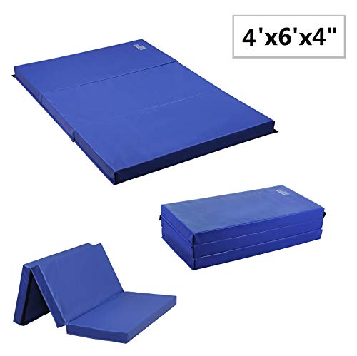 Leisurelife Super Thick Folding Gym Mat Tri-Fold Tumbling Gym Pad for Kids, 4'x6'x4, Blue PU Leisurelife Super Thick Folding Gym Mat Tri-Fold Tumbling Gym Pad for Kids, 4'x6'x4, Blue PU