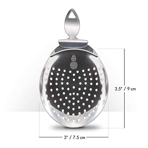 Bent Handle Julep Strainer - Stainless Steel Commercial Cocktail Strainer PiÃ±a Barware (One Strainer)