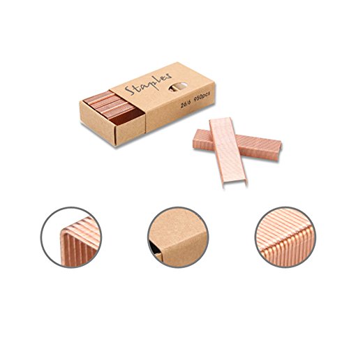 Ipienlee 26/6 Standard Staples, 12mm Width, 6 Box/Pack, 5700 Count, Rose Glod