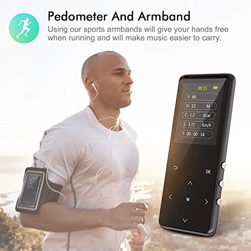 MP3 Player, 32GB MP3 Players with Bluetooth,Sports Armband, HiFi Music, Internal Speaker.FM Radio Recording Shuffle Play,Equalizer, Pedometer