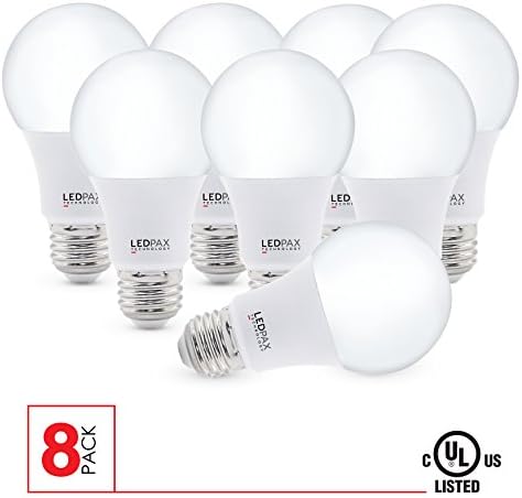A19 Non Dimmable LED Bulb, 9W (60W equivalent), 3000K, 800 Lumens, CRI 80, 8 Pack, UL Listed